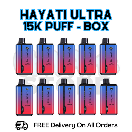 Buy Online Blue Razz Cherry Hayati Pro Ultra 15K Puffs Box Of 10 - £85.99