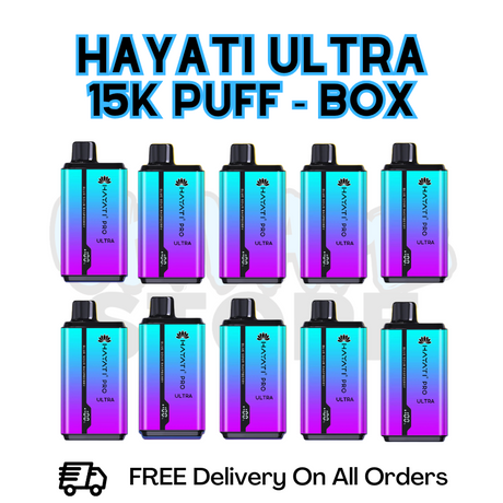 Buy Online Blue Sour Raspberry Hayati Pro Ultra 15K Puffs Box Of 10 - £85.99