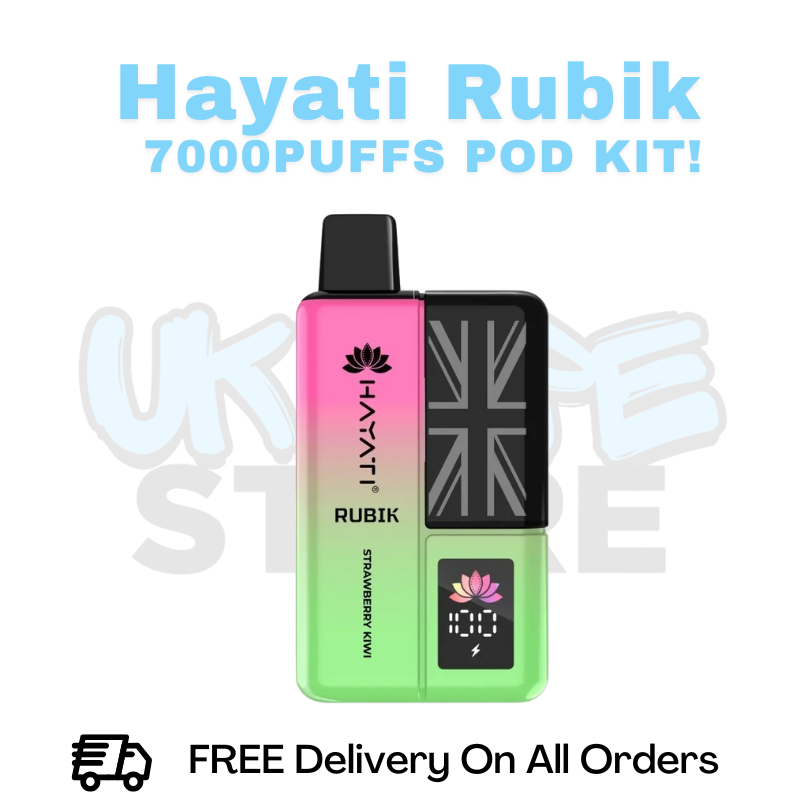 Buy Online Strawberry Kiwi Hayati Rubik 7000 7K Puff Pod Kit - £6.99